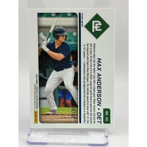 2024 Panini Prospect Edition Max Anderson Purple Prizm 39/99 SP Detroit Tigers - Picture 2 of 2